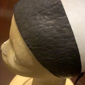 Ladies black leather tie back headband